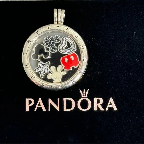 Retired Pandora Petite Memories Large Floating Locket & 2 Petite Charms - Picture 15 of 16